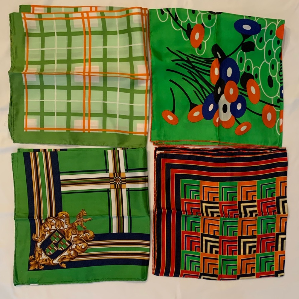 Lot of 4 new Italian silk scarves